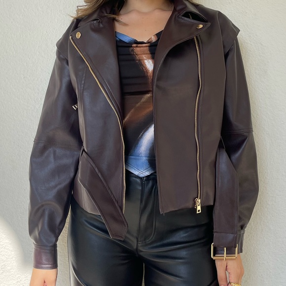 Pleather dark brown jacket - Picture 3 of 4